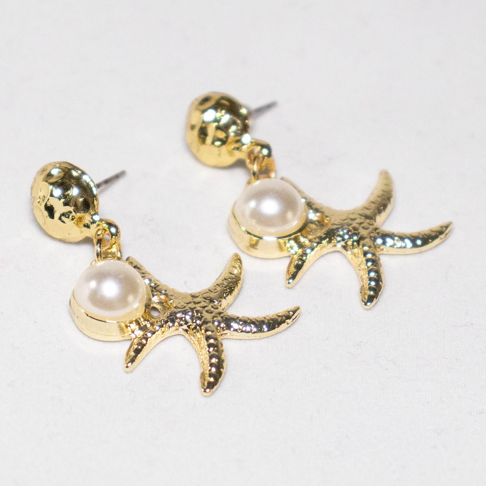 Altın Renk Kaplama İncili Yıldız Küpe