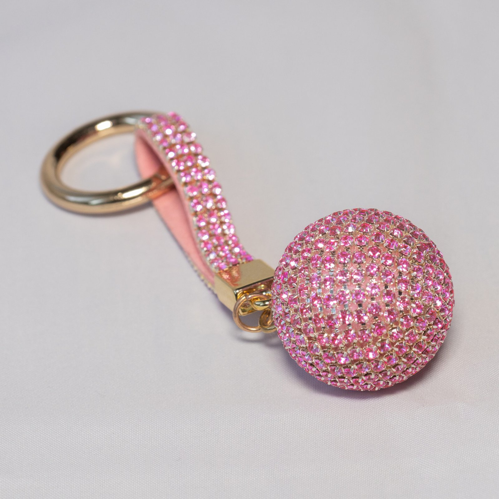 Kristal Taşlı Pembe Top Anahtarlık - Görsel 2