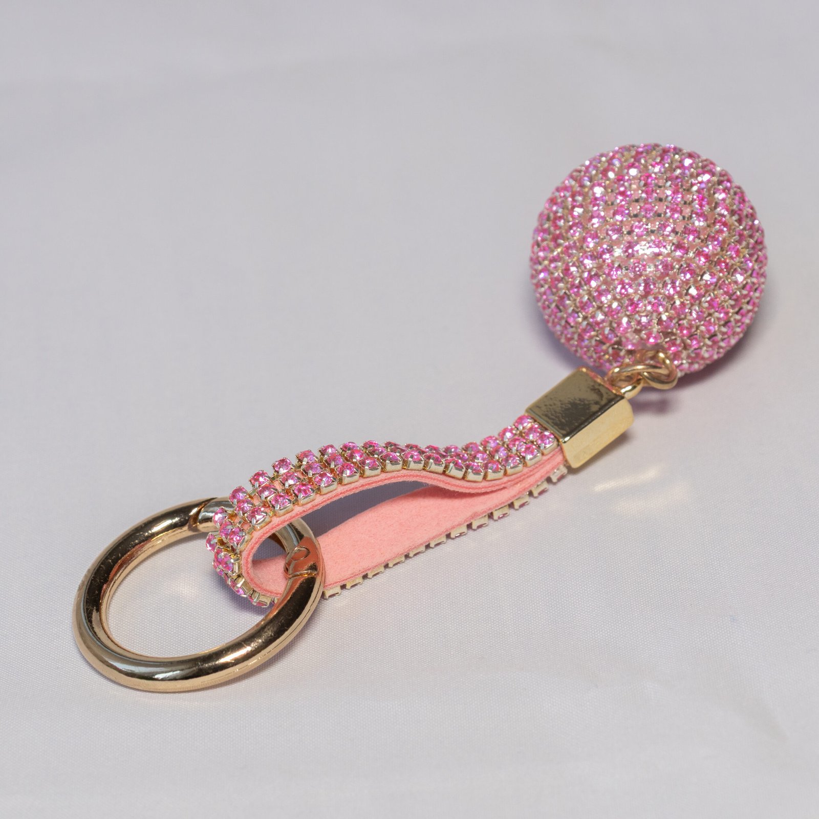 Kristal Taşlı Pembe Top Anahtarlık - Görsel 3