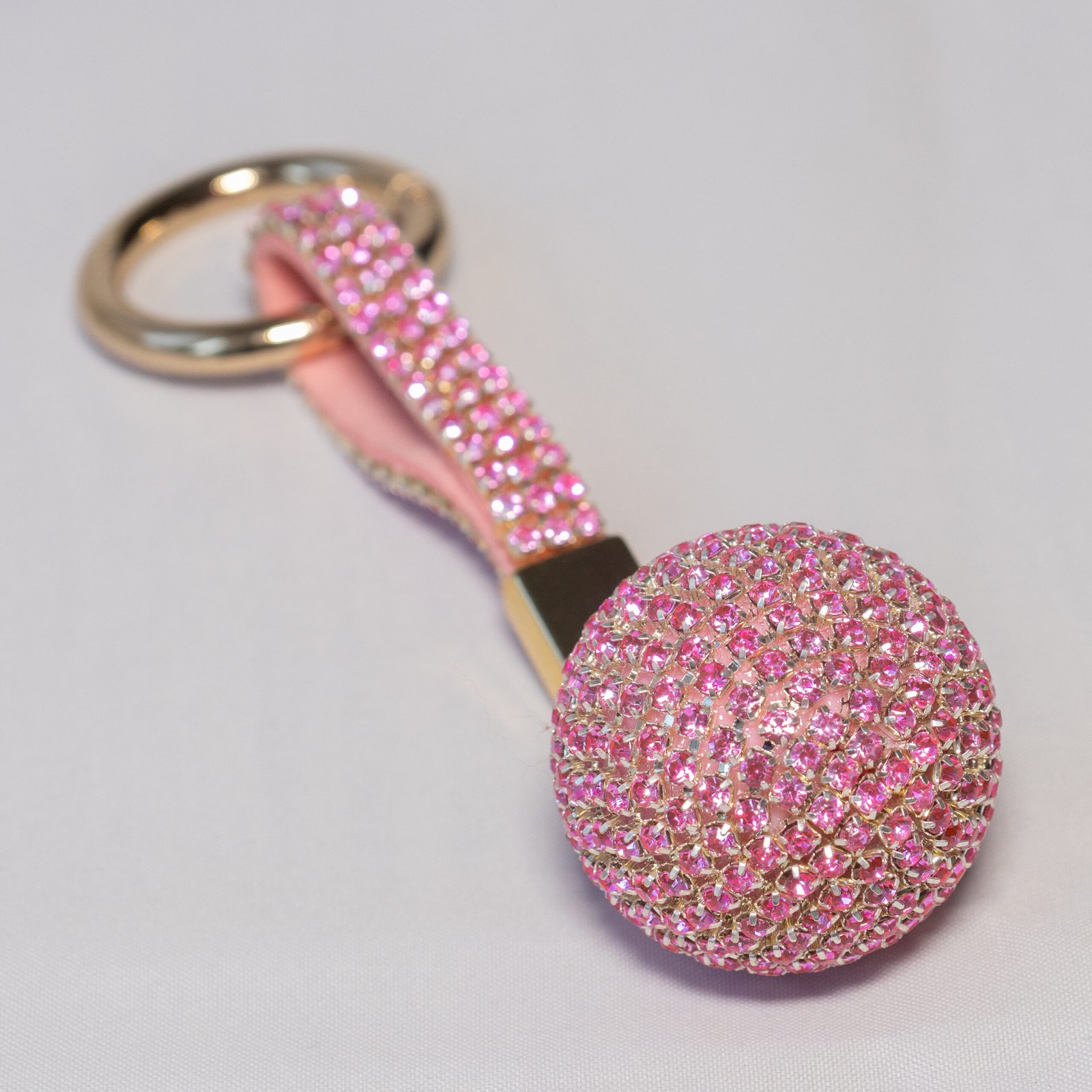 Kristal Taşlı Pembe Top Anahtarlık
